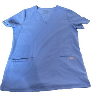 Figs 3 Pocket Scrub Top Womens Size Medium Light Blue